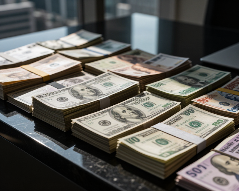 US Dollar and Korean Won Stacks